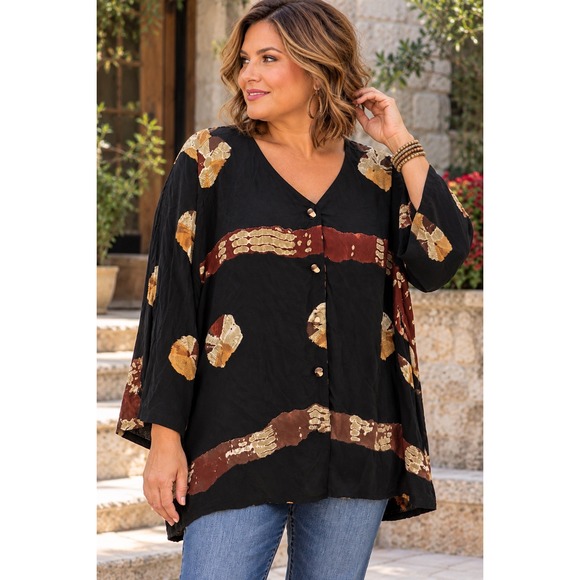 Nino Wong Tops - Vintage Nino Wong California 2X Rayon Art to Wear Batik Tunic Blouse Made USA